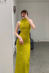 Marc Le Bihan Silk Shrink Stretch Sleeveless Dress 21967 Collection France MLB-21967 E23-ANIS